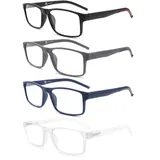 HEEYYOK 4 Pack Lesebrille Herren/Damen Blaulichtfilter,Leichte Lesebrille,Schicke Lesebrillen,Ausgefallenes Muster,Tolle Farben,Gut verarbeitet