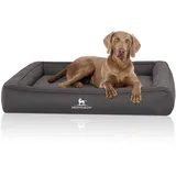 Knuffelwuff Orthopädisches Hundebett aus Velours mit Handwebcharakter Yukon XXXL 155 x 125cm Anthrazit