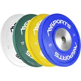 MSPORTS Olympia Hantelscheiben 2er Set Professional Lochdurchmesser 51 mm - Studio Qualität - Gusseisen - Gummiummantelt 5-20 kg Hantel (5 kg - Polarweiß)