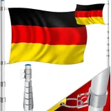 Kesser KESSER® Teleskop Fahnenmast Aluminium 6,30m Bodenhülse 60cm inkl Deutschlandfahne Höhenverstellbar Flaggenmast Mast Deutschland Flagge Alu