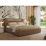 mks möbel Polsterbett GOLD 5 CLASSIC 140/200 - Braun Kunstleder - Multipocket-Matratze
