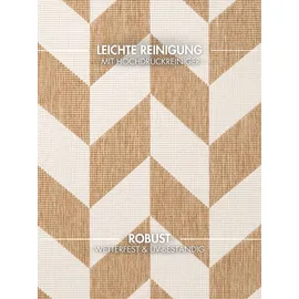 Ted Baker Terrick Wendeteppich", beige Jute weiß), B:200cm H:8mm L:300cm, Polypropylen, Teppiche, Teppich, Designteppich, Wetterfest, Pflegeleicht, Modern, Wohnzimmer, Terrasse