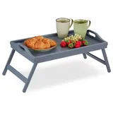 Relaxdays Bambus Betttablett grau Grau
