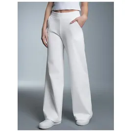 TRIGEMA Jerseyhose TRIGEMA "TRIGEMA Jogginghose mit hohem Bund", Damen, Gr. XL, US-Größen, weiß, 100% Baumwolle, Basic, Hosen Jerseyhose