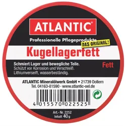ATLANTIC Kugellagerfett 40g Dose  lithiumverseiftes, wasserbeständiges Schmierfett für Fahrradlager und bewegliche Teile mit hervorragendem Korrosionsschutz