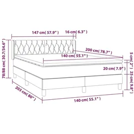 vidaXL Boxspringbett mit Matratze Taupe 140x200 cm Stoff