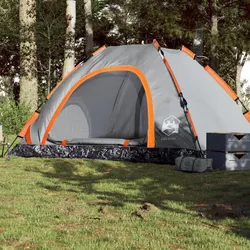 Campingzelt 5 Personen Grau und Orange Quick Release