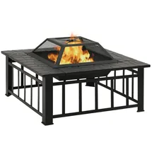 vidaXL Feuerkorb mit Schürhaken 79x79x46,5 Cm Xxl Stahl