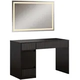 Vicco Schminktisch Omira Schwarz 120 cm mit LED-Spiegel