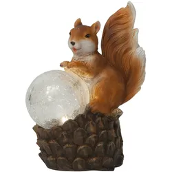 StarTrading LED Solar Gartenfigur Eichhörnchen mit Lichtkugel Sensor Gartendeko