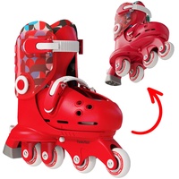 Yvolution Rollschuhe Kinder 2 In 1, Gemütlich Inliner für Kinder Einstellbare Größe Jungen und MäDchen, Geeignet für Den Innen- und AußEnbereich (Red)