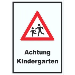 Achtung Kindergarten Aufkleber A9 (37x52mm)