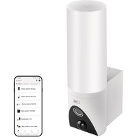 Emos GoSmart Outdoor Überwachungskamera IP-300 Torch mit WiFi und App + 1200lm LED-Leuchte, rotierende 1080p IP-Kamera mit Licht, kompatibel mit Alexa, Google Assistant, ohne ABO-Falle, weiß