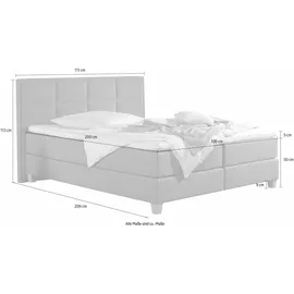 Home Affaire Boxspringbett HOME AFFAIRE "Casey", grau (anthrazit), B:111cm L:209cm, Struktur fein (100% Polyester), Komplettbetten, Boxspringbett, in 5 Breiten, 3 Ausführungen, 2 Härtegraden, Steppung, Topper