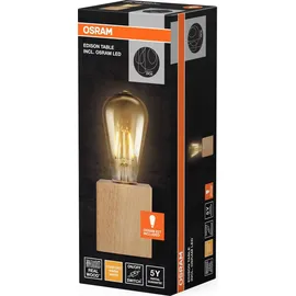 Osram Tischleuchte 1906 Edison E27 2,5W, 2400K, Holz braun, 220 lm, Vintage-Stil, austauschbar