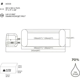 BESTWAY Lay-Z-Spa Hawaii HydroJet Pro 180 x 180 x 71 cm
