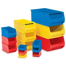Proregal Wandleiste mit 4x Rote Sichtlagerbox 3.0 mit Abdeckung | HxBxT 12,6x60,5x23,6cm | Wandhalterung, Kleinteileaufbewahrunghalterung
