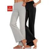 VIVANCE Jazzpants mit leicht ausgestelltem Bein, Loungewear, Gr. 32/34 - N-Gr, 1x hellgrau-meliert, 1x schwarz, , 827987-32 N-Gr