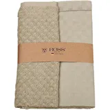 Ross 2er Set 908, 1 Geschirrtuch + 1 Küchenfrottiertuch in einer Banderole« Zwirn Halbleinen Geschirrtuch + Küchenfrottiertuch aus 100% Baumwolle, braun