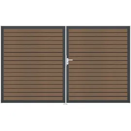 GROJA Doppeltor Gartentor 300 x 180 cm Beige/Aluminium