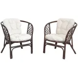 moebel-direkt-online Rattansessel Sonja 66 x 82 x 68 cm Braun/Weiß mit Kissen