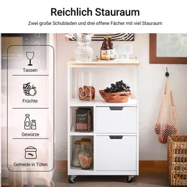 SoBuy Küchenwagen mit 2 Schubladen 3 Ablagen Servierwagen 53x89x37cm FKW111-WN