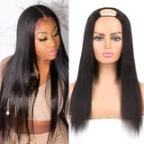 DaiMer Straight Human Hair Wigs No Leave Out Glueless 100% Unprocessed Remy Hair 2x4 U Part Wigs for Black Women Wear And Go 130% High Density Clip In Half 24 inch Natural Color