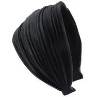 axy Breiter Haarreif mit leichtem Flanell (Leder Optik) Damen Stirnband Haarschmuck Haarreifen HR32 (Schwarz) - 1 stück (1er Pack)