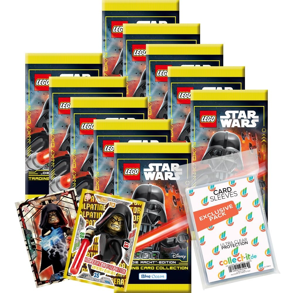 Bundle mit Blue Ocean Lego Star Wars - Serie 4 Trading Cards - 10 Booster + 2 Limitierte Star Wars Karten + Exklusive Collect-it Hüllen