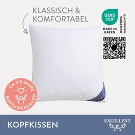 Excellent Kopfkissen »Venedig«, Füllung: weiße neue Federn und Daunen, Klasse I, 85% Federn / 15% Daunen, Bezug: Köper-Inlett, 100% Baumwolle, (Spar-Set, 2 St., 2 Kopfkissen), Kopfkissen 40x40, 40x80, 80x80, allergiker geeignet (Hausstaub)