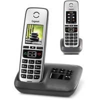 Gigaset Family mit Anrufbeantworter - 2 schnurlose Telefone mit großem, farbigem Display und hoher Reichweite – anthrazit-grau