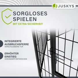 Juskys Welpenauslauf 8-teilig Metall Schwarz 160 cm x 160 cm x 60 cm