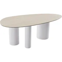 DeLife Esstisch Edge Oval 220x120 Keramik Laminam® Travertino Bianco