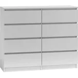 Top e shop Topeshop M8 120 BIEL, Weiß, 8 Schublade(n), Partikelbord, Einfarbig, Modern, Partikelbord - Weiß