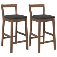 VidaXL Barhocker mit Kissen 2 Stk. Braun Massivholz Gummibaum