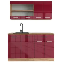 Vicco Küchenzeile R-Line 140 cm Rot Hochglanz