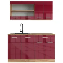 Vicco Küchenzeile R-Line 140 cm Rot Hochglanz