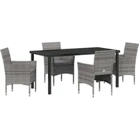 vidaXL 5-teiliges Garten-Essset Grau Poly-Rattan