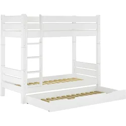 Erst-Holz Massivholz-Stockbett Kiefer weiß 90x200 teilbar Rollrost Bettkasten 60.16-09WT100S7