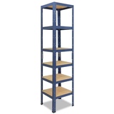 shelfplaza Schwerlastregal HOME, 180x50x50cm blau, Metallregal mit 6 Böden, als Kellerregal, Garagenregal, Werkstattregal oder Lagerregal, Steckregal Metall mit 145kg Tragkraft blau