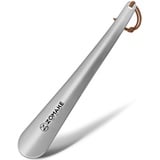 ZOMAKE Schuhlöffel Metall-Lang Schuhanzieher Edelstahl Shoe Horn Silber,30cm Schuhlöffel Stabil aus Stahl Öse Zum mit Seil