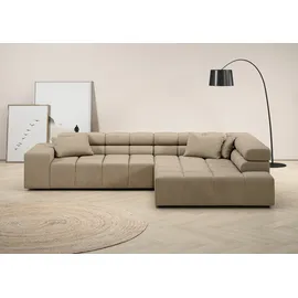 INOSIGN Ecksofa »Ancona incl. Kopfteilverstellung, OTTOs Choice, Breite 319cm, L-Form«, wahlweise motorische Sitztiefenverstellung, auch in Cord + Easy Care, beige