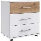 Lomadox Nachttisch TREVISO-43, Nachtschrank Betttisch Nachtkästchen Schrank 52 cm weiß weiß