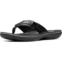 Clarks Damen Breeze Sea Flipflop, Schwarz Lack, 44 EU