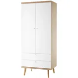 furn.design Kleiderschrank weiß Eiche Riviera Drehtürenschrank 2-türig skandinavisch 80 x 197 cm, Schlafzimmer, Kleiderschränke
