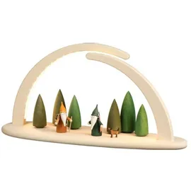 Seiffener Volkskunst LED Lichterbogen Schwibbogen Waldszene 42 x 21 cm