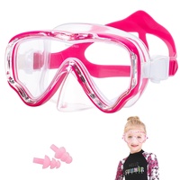 Schwimmbrille Kinder, HIKOTEY Taucherbrille Kinder (4-12 Jahre) mit Antibeschlag, Tauchmaske mit Ohrstöpsel, Anti-Leck Schnorchelmaske für Kinder, Jungen, Mädchen - Rosarot
