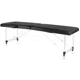 Activeshop Massageliege Klappbar Massagetisch Kosmetikliege Behandlungsliege Massage Table Komfort mit 2 Zonen höhenverstellbaren Aluminium-Füßen und Premium-PU-Leder mit Tragetasche Schwarz