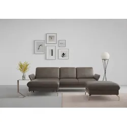 Ecksofa SIT & MORE "Fashion L-Form", braun, B:253cm H:84cm T:165cm, Sofas, wahlweise mit Kopfteilverstellung, Vorziehsitz, motorisch, Nickelfüße