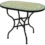 ORIGINAL Marokkanischer Mosaiktisch Gartentisch 100x60cm Groß eckig klappbar | Eckiger klappbarer Mosaik Esstisch Mediterran | als Klapptisch für...